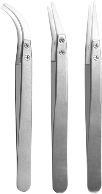 3-delige soldeerpincet met keramische punt - Hittebestendig tot 1600 °C/3000 °F voor elektronicareparatie, sieraden, computers en laboratoriumsoldeerwerk - Zilver