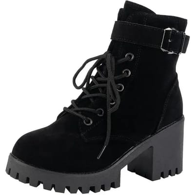 Winter Dameslaarzen met Hoge Hakken Kruisbandjes Korte Laarzen Comfortabele Waterdichte Laarzen Warme Plus Size 42 Botas Femininas 35 black