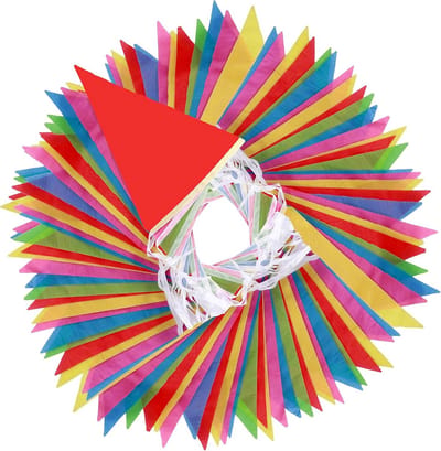 Lange Wimpelketting 80 Meter met 150 Driehoekige Vlaggen - Multicolor Feestdecoratie