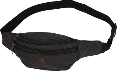 Canvas heuptas voor dames en heren, zwarte biker tas voor reizen en sporten, 37 x 11 cm