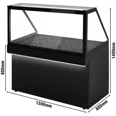 GGM Gastro Warmhaltetheke TORONTO - 1500mm - schwarze Front - beheizte Platte