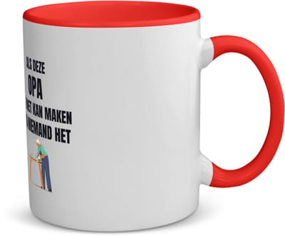 Akyol - als deze opa het niet kan maken dan kan niemand het koffiemok - theemok - rood - Opa - cadeau opa - cadeau - verjaardag opa - 350 ML inhoud