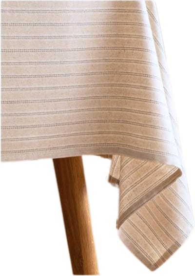 House of Husk Geweven Tafelkleed - Tafellaken - Tafel Decoratie - Uitwasbaar - Creme Dubbel Lijn- 135x240cm