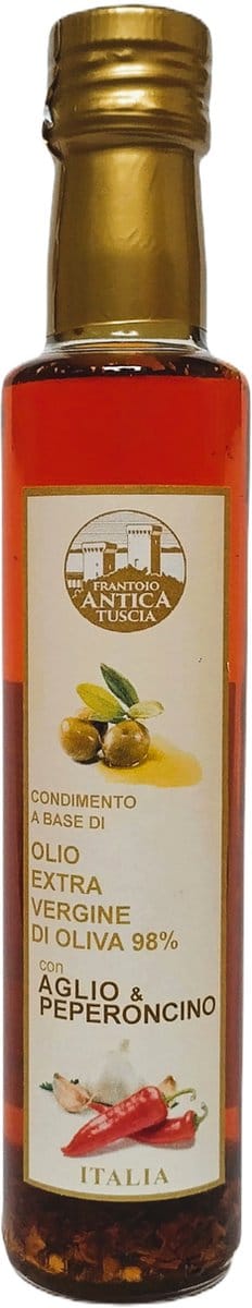Battaglini-Extra Vergine Olijfolie+knoflook+chilipeper-Italie-fles 250ml
