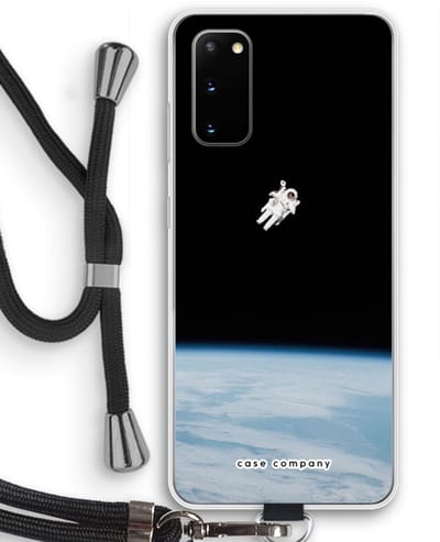 Case Company® - Hoesje met koord geschikt voor Samsung Galaxy S20 hoesje met Koord - Alone in Space - Telefoonhoesje met Zwart Koord - Bescherming aan alle Kanten en Over de Schermrand