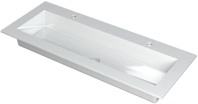 INK Kraft Wastafel Enkele Bak 2 Kraangaten - 1200x450x10 mm - Glans Wit