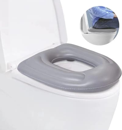 WiseGoods Premium Opblaasbaar Zitkussen WC - Ergonomisch Ringkussen Voor Rug & Zitcomfort - Kussen Voor Toilet En Stoel - Grijs