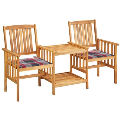 vidaXL - Tuinstoelen - met - tafeltje - en - kussens - massief - acaciahout