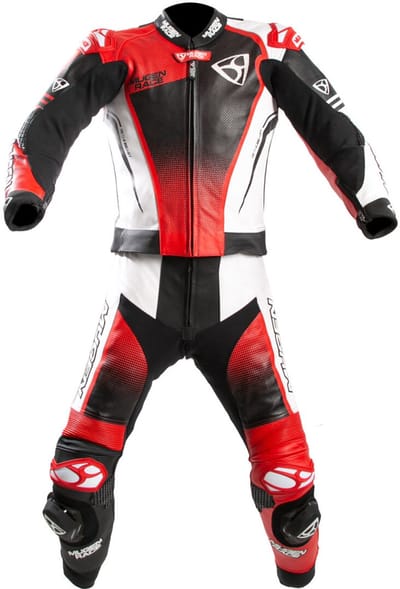 MUGENRACE Sidegun Zwart Wit Rood Geperforeerd 2-Delig Motorpak - Maat 48 - Racepak