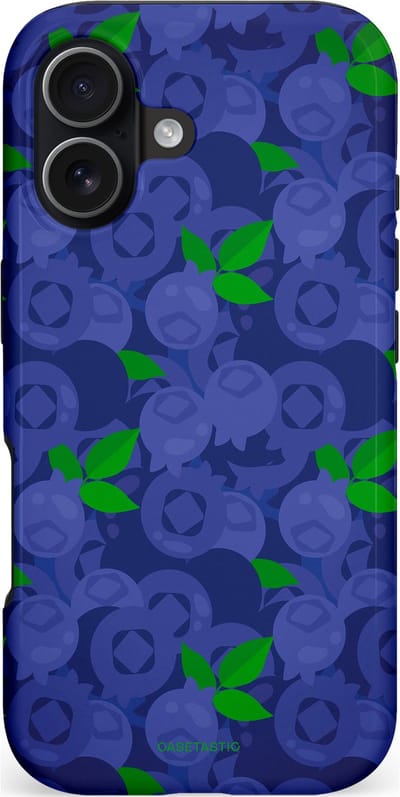 Casetastic hoesje geschikt voor Apple iPhone 17 - MagSafe - Dubbellaagse bescherming - Berrytastic Blauwe Blueberry Bessen - Fashion Case - Donkerblauw Groen
