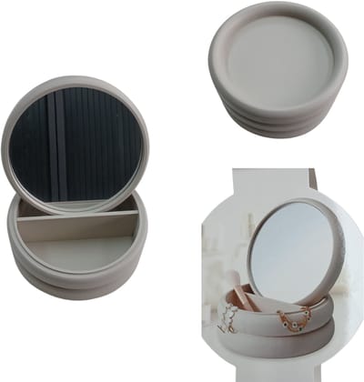 Home & Styling Houten Sieradendoos/Juwelendoos - Ø18x9cm - Lichtgrijs