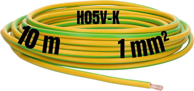 Kalitec 10 meter H05V-K 1 mm² groen-geel bedradingskabel I kernkabel I PVC enkeladerig I meeraderig 1mm2 I bedrading fijnaderig I enkele kabel flexibel I kabel enkeladerig I kabel vlamvertragend