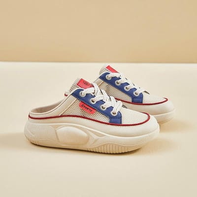 Nieuwe Zomer Half-support Witte Schoenen voor Dames Mesh Ademend Studenten Boardschoenen Casual Dikke Zool Hoogte 38 gray