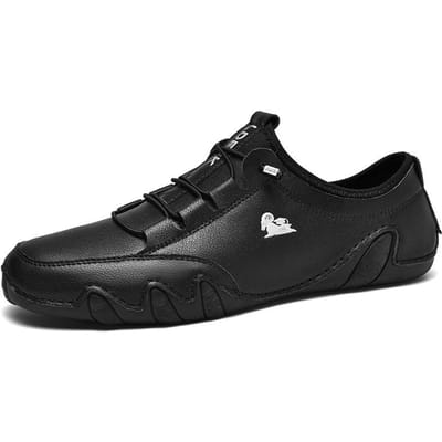 Heren Luxe Sneakers Leer Casual Schoenen voor Heren Mode Hoge Kwaliteit Herenschoenen Plus Size Loafers Schoenen Comfortabele Mocassin 42 zwart