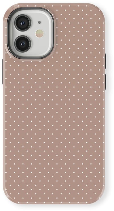 Micro Dots Tough Hoesje geschikt voor iPhone 12 Mini | Geschikt Voor Mag | Stippen Motief Backcover geschikt voor iPhone 12 Mini Mocha Confetti
