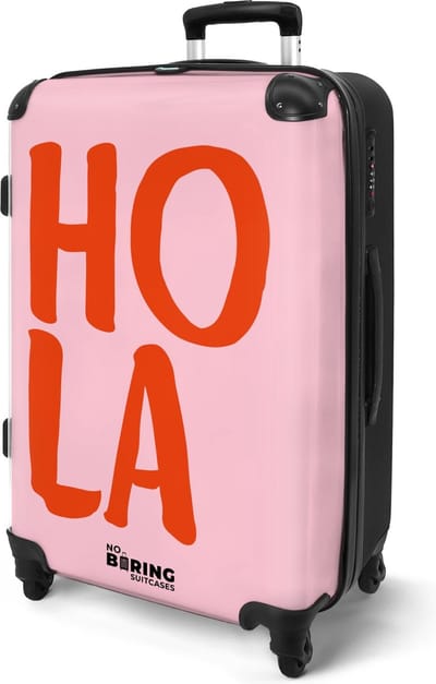 NoBoringSuitcases.com® - Koffer reizen groot - Roze rode 'Hola' - Rolkoffer lichtgewicht - Reiskoffer met 4 wielen - Travel luggage suitcase - Valies grote trolley XL - 20 kg bagage