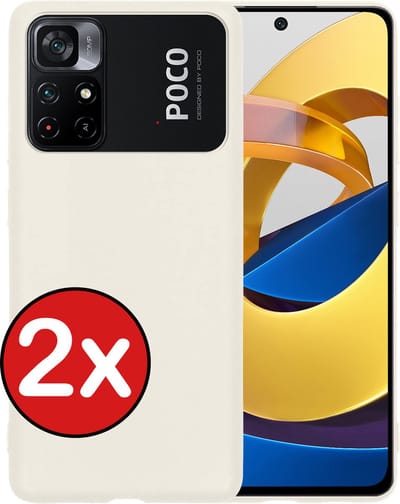 Hoesje - 2 Stuks - Geschikt voor Xiaomi Poco M4 Pro 5G - Sterk & Shockproof - Telefoonhoes - Back Cover - Case Siliconen - Telefoon Hoes - Wit