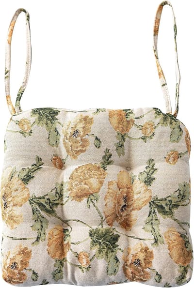 Stoelkussens met bloemenprint in landelijke stijl met strikjes, U-vormig, zacht en comfortabel, antislip zitkussens voor eetkamer- en keukenstoelen (Bloemen D, 40 x 40 cm)