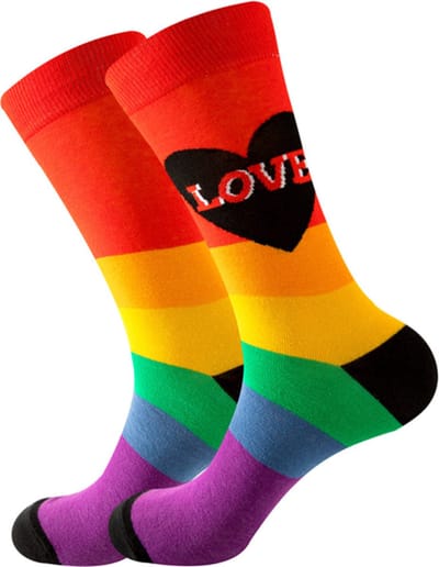 Heren Sokken - groen - blauw - paars - print love - 40 - 46 - cadeau voor hem - Kerst cadeau - verjaardagscadeau - geschenk man - gift