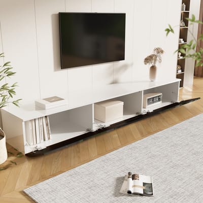 STILVORA TV-kasten 180x35x30 cm - TV meubel Met LED-Verlichting - Stijlvol Hoogglans Design - Multifunctioneel - Rechthoekig - Televisie - MDF - Wit