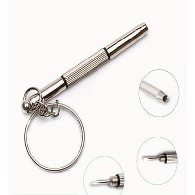 Porte-clés Tournevis pour Lunettes Portable 3-en-1 - Outil de Réparation Ultime pour Lunettes, Montres & Plus, Métal Durable, Pas d'Alimentation Nécessaire, Conception Compacte white