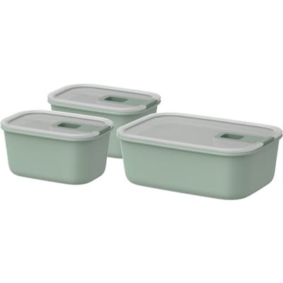 Mepal Vershouddoos set EasyClip - 2x 450 + 1000 ml - Vershoudbakjes met schuifsluiting - Geschikt voor magnetron. stoomoven. koelkast en vriezer - Nordic sage