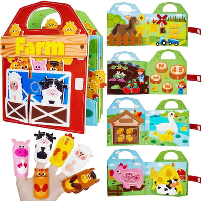 Montessori Speelgoed voor Peuters - 3D Vilten Boerderij Quiet Book - Origineel Babycadeau voor Jongens en Meisjes