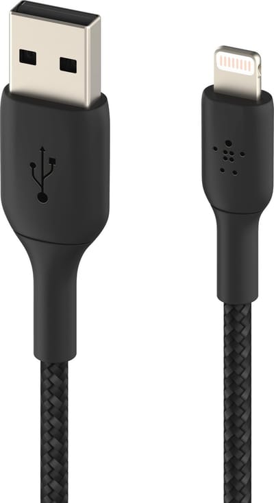Belkin BOOST↑CHARGE Braided - USB-A naar Lightning Kabel - 2 Meter - 12W - Zwart