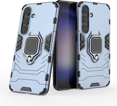 MobyDefend Hoesje - Geschikt voor Samsung Galaxy S24 - Dubbelgelaagde Pantsercase Met Standaard - Blauw