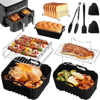 SnelShoppen - Airfryer-accessoires voor heteluchtfriteuse XXL, siliconen mal voor Tefal Dual Easy Fry 11L (6,5L/4,5L), multifunctioneel, perfect voor