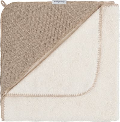 Baby's Only Baby badcape - Omslagdoek met visgraatpatroon - Handdoek met capuchon Grace - Beige - 75x85 cm - Badstof