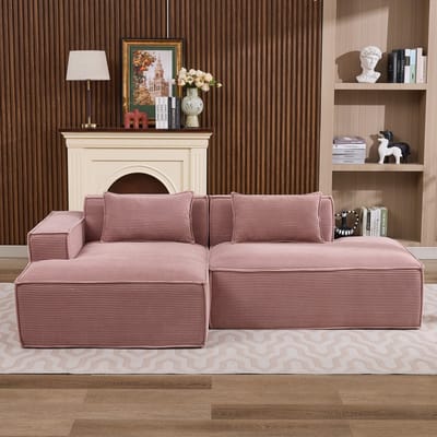 Wishdor 3-Zits Bank - Compact Ontwerp En Elastisch Zitkussen - Moderne Stijl - Voor Appartement Of Kantoor - Polyester Bekleding - Babyroze - 235 Cm