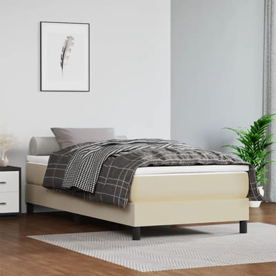 vidaXL - Boxspring - bed - kunstleer - crèmekleurig - 90x200 - cm