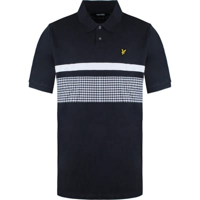 Lyle & Scott Gingham Yoke Stripe Heren Navy/Wit Poloshirt