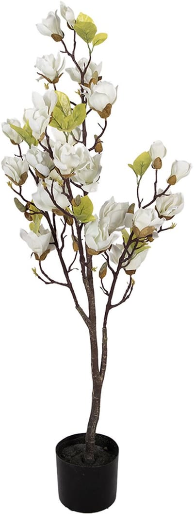 Clayre & Eef Kunstplant Magnolia 20x15x120 cm Wit Kunststof