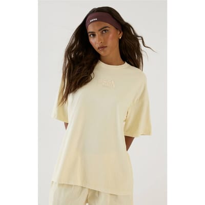 Dames Dsgn Studio Geborduurd Overgeverfd Oversized T-shirt | Citroen | Maat: Medium