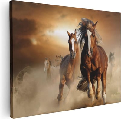 Artaza Canvas Schilderij Paard - 40x30 cm - Klein - Wanddecoratie Woonkamer - Muurdecoratie Dieren - Kamer Accessoires