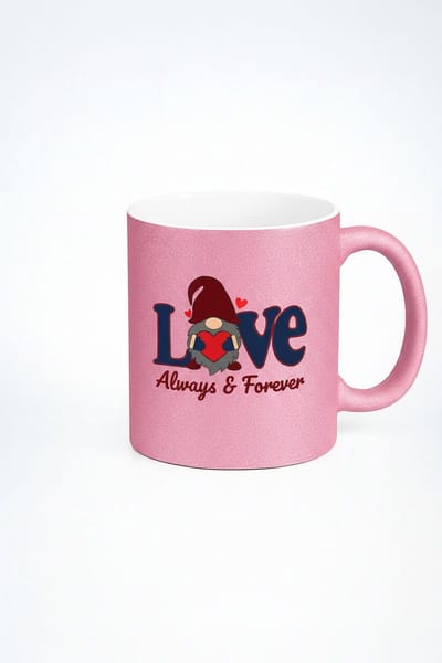 Roze Glitter Mok Liefde Gnome - Always & Forever Valentijnscadeau