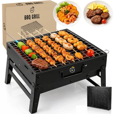 Twenty4seven® Tafel BBQ Grill Houtskool - Mini Barbecue Opvouwbaar & Draagbaar - Klein Formaat voor Camping, Balkon, Tuin & Vakantie