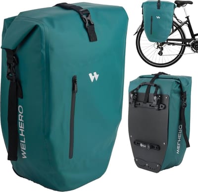 Fietstas voor bagagedrager, 23-28 l, 100% waterdicht, met handvat en schouderriem, fietstas bagagedrager, fietstassen achter (mintgroen)