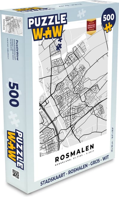 Puzzel Stadskaart - Rosmalen - Grijs - Wit - Legpuzzel - Puzzel 500 stukjes - Plattegrond