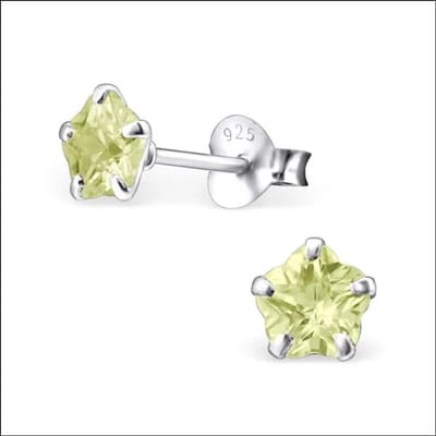 Aramat Jewels | Oorbellen | 925 Zilveren Bloem Oorbellen met Zirkonia - Bloemetjes Oorstekers | 5mm / Licht Groen | |4mm | Zilver | Kinderen, Volwassenen | Verkleurd niet