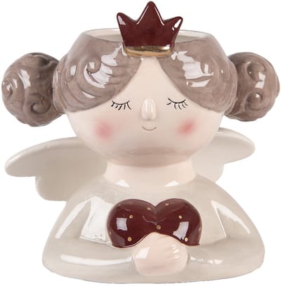 Keramiek Bloempot voor Binnen – Beige – Rustieke Pot – 17x14x17 cm – Keramiek