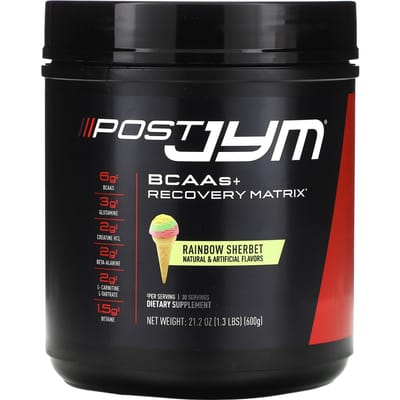 JYM Supplement Science, Post JYM, Matrice BCAA + Récupération, Sorbet Arc-en-ciel, 1,3 lb (600g)