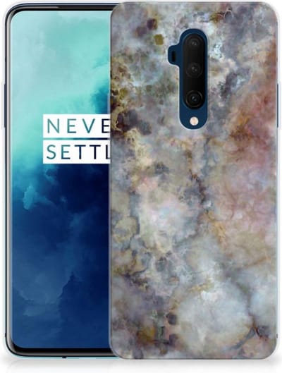 OnePlus 7T Pro TPU Siliconen Hoesje Marmer Grijs