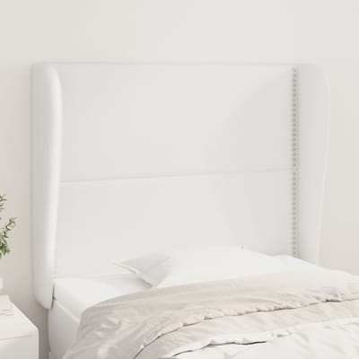 vidaXL - Hoofdbord - met - randen - 103x23x118/128 - cm - kunstleer - wit