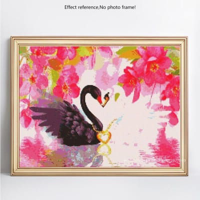 Peinture Diamant 5D DIY Animal Cygne Broderie Ronde Complète Vente Strass Image 20X30 pink