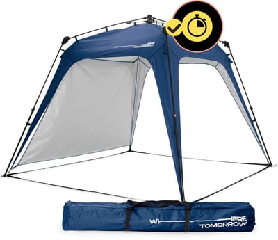 Lumaland Outdoor paviljoen, 2,5 x 2,5 m, waterdicht en uv-bescherming, tuintent incl. 1 x zijpaneel, tas en haringen, robuuste camping en partytent, pop-up tent in 2 minuten, blauw