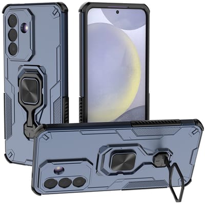 MobyDefend Hoesje - Geschikt voor Samsung Galaxy A27 - Dubbelgelaagde Pantsercase Met Standaard - Blauw