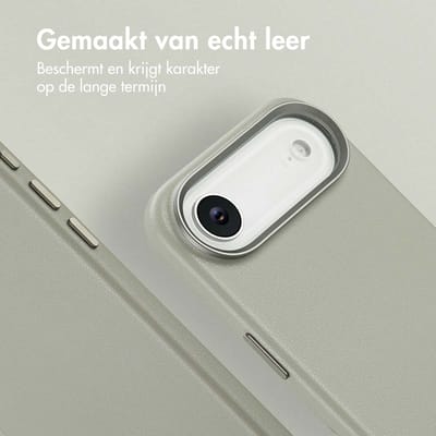 Accezz Hoesje - Geschikt voor iPhone 17 Air - geschikt voor MagSafe Leather Backcover - Light Grey